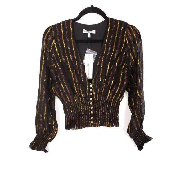 Karina Grimaldi Black and Gold Sheer Top - Picture 4 of 6